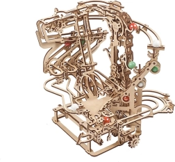 Pista mecánica de canicas de madera UGEARS con transmisión por cadena – rompecabezas 3D