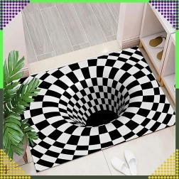 Alfombrilla de moqueta con ilusión 3D de agujero blanco 60 × 90 cm