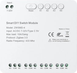 Módulo de conmutación de 4 canales ZigBee Avatto con contacto libre de potencial DC 32 V