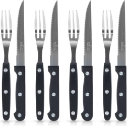 Juego de cubiertos para steak de acero inoxidable, 8 piezas
