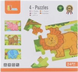 Puzles de madera de la jungla – 4 animalitos para niños a partir de 24 meses