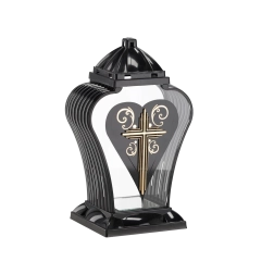 Farol funerario Amfora con cruz negro, 35 cm