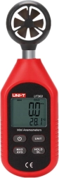 Anemómetro UNI‑T para medición de velocidad del viento y temperatura