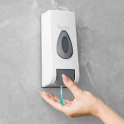Dispensador de jabón de pared con dosificación manual, 350 ml, blanco