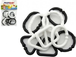 Formas de plástico en blanco y negro – cadena para bebés, 10 uds