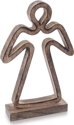 Figura navideña de ángel de madera de mango 29 cm