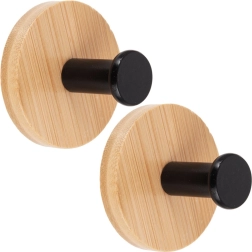 Ganchos de pared autoadhesivos de madera con perno metálico negro de 5 cm, 2 uds