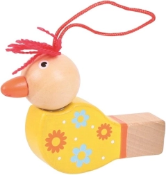 Silbato de madera con forma de pajarito – amarillo