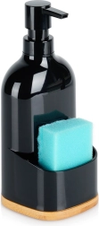 Dispensador de detergente con soporte para esponja, negro, 500 ml