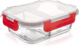 Caja de vidrio dividida para alimentos con tapa y sello 1,3 l