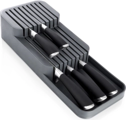 Organizador de cuchillos para cajón, gris, de dos niveles
