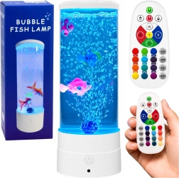 Lámpara nocturna LED decorativa tipo acuario con peces RGB (16 colores), blanca, USB