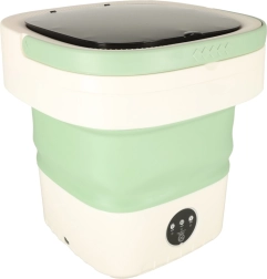 Mini lavadora plegable 12 l – lavadora de viaje portátil verde‑blanca