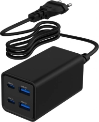 Cargador universal 65W GaN 2xUSB-A 2xUSB-C carga rápida negro