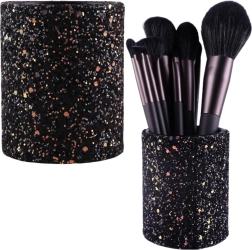 Vaso para brochas y accesorios con purpurina negro