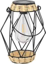 Farol solar metálico tipo linterna 22 cm, negro, LED
