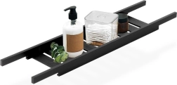 Estante de bambú para bañera, negro, 68 cm