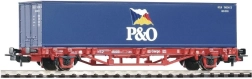 Vagón plataforma PIKO Lgs579 con contenedor P&O de 40 ft, DB AG, H0 (época V)