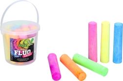 Tizas para acera FLUO en cubo, 15 uds