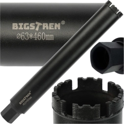 Corona de perforación diamantada 63 × 450 mm BIGSTREN, rosca 1-1/4" UNC para hormigón y piedra