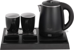 Hervidor hotelero con bandeja y 2 tazas 1 l, acero inoxidable