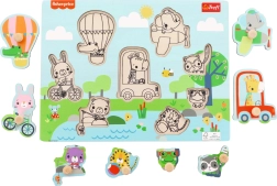 Puzzle encajable de madera Fisher-Price de animalitos, 8 piezas