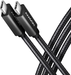 AXAGON cable USB‑C – USB‑C 3.2 Gen 2, 1 m, PD 100 W, 5 A, 4K, de aluminio, trenzado, negro