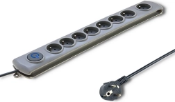 Regleta alargadora con protección contra sobretensiones Quick Switch, 8 tomas, 1,8 m, gris