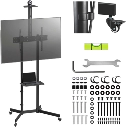 Soporte de TV móvil con estante y soporte para cámara de 37–70" hasta 45 kg