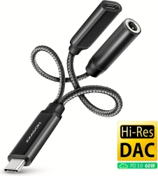 Tarjeta de sonido externa USB-C DAC 32bit jack 3.5mm con Power Delivery 60W