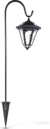 Linterna LED solar de jardín con estaca, 80 cm, negra, con luz blanca fría
