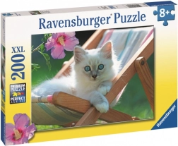 Puzzle 2D para niños Gatito en la tumbona 200 piezas
