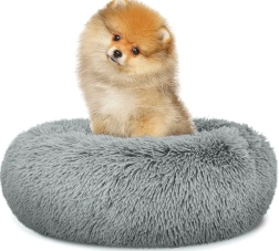 Cama universal de felpa para perros y gatos, 40 cm - gris claro