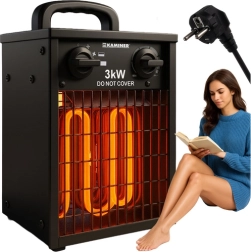 Calefactor eléctrico de aire caliente 3000 W KAMINER con termostato IPX4
