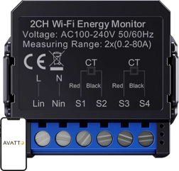 Medidor de energía bidireccional inteligente AVATTO Wi‑Fi con sensor CT