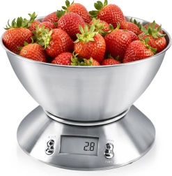 Báscula de cocina de acero inoxidable con bol 5 kg, 2,2 l