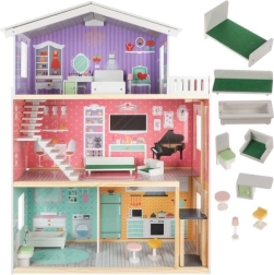 Casita de muñecas de madera 114 cm con ascensor y mobiliario KRUZZEL