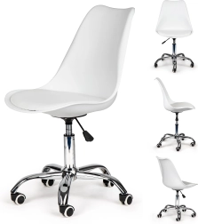 Silla de oficina giratoria con cojín blanco ModernHome