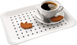 Bandeja de servir blanca 33 × 23 cm con antideslizante