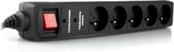Regleta eléctrica negra de 1,5 m con 5 tomas