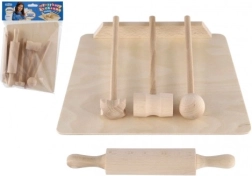 Set de cocina de madera para niños: tabla de cortar, rodillo y maza de 23 cm