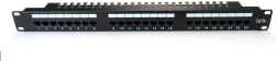 Panel de parcheo 19" con 24 puertos, cat. 5e, negro