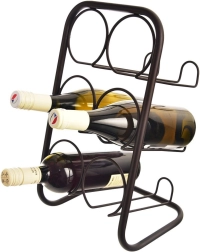 Soporte metálico para vino negro para 6 botellas