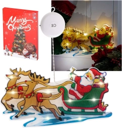 Decoración LED colgante para ventana con ventosa – San Nicolás con regalos – Trineo
