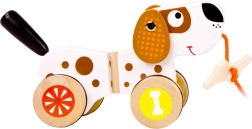 Juguete de madera de arrastre con forma de perro para niños