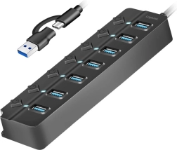 Hub USB LogiLink de 7 puertos USB 3.2 Gen 1 negro