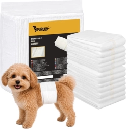 Pañales absorbentes desechables para perros Purlov S-M 30–46 cm (12 uds.)
