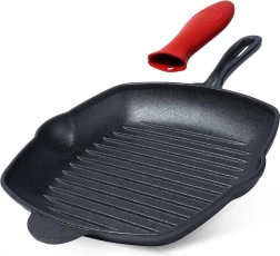 Sartén grill de hierro fundido con funda de silicona CAST LINE 28 × 28 cm