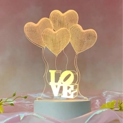 Lámpara nocturna LED Love corazón con ilusión 3D por USB