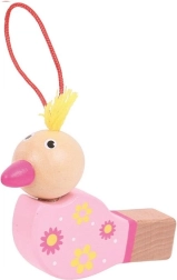 Silbato de madera con forma de pajarito – Rosa